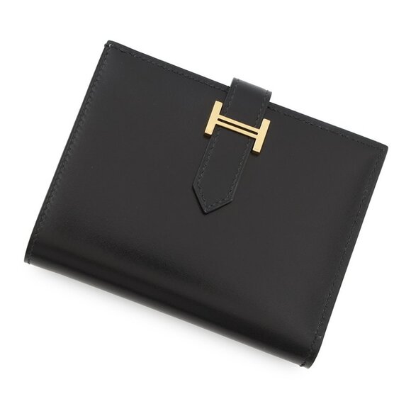 HERMES Bean compact Box Calf Leather Black - Picture 1 of 11